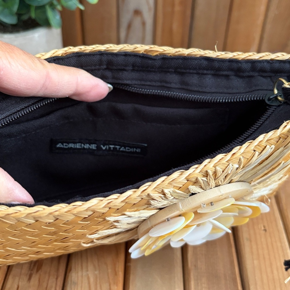 Adrienne Vittadini Boho Beach Woven Clutch with Shell Details - Picture 5 of 8